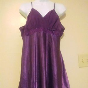 1990s Vintage Nuit Rouge Satin Chemise Nightie